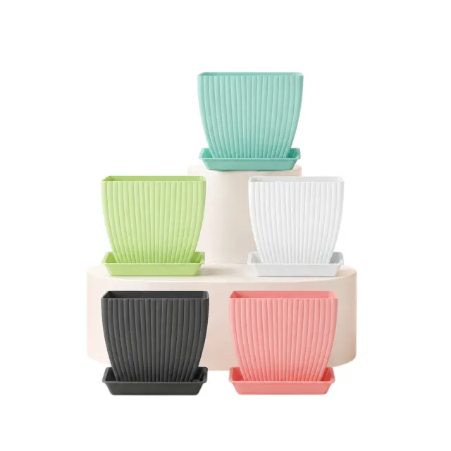 GardenNest Square Flower Pot | 6 Inch Set of 5