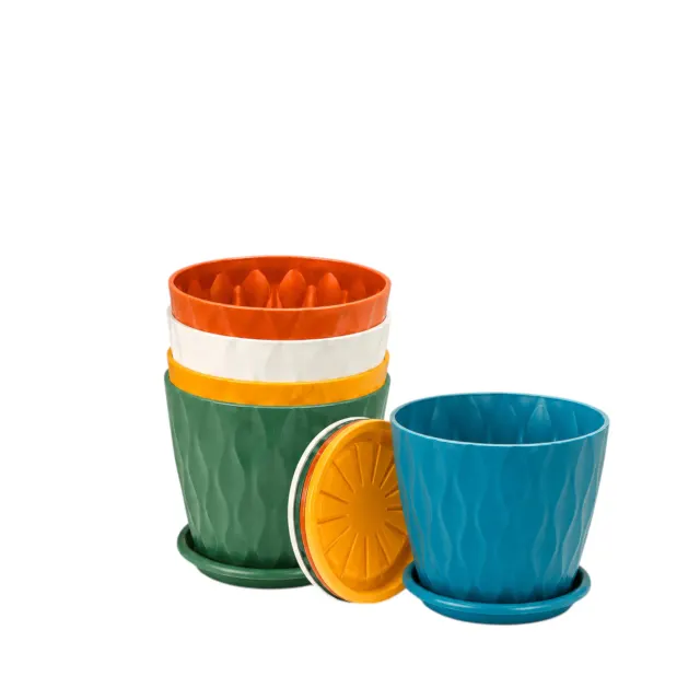 GardenNest Wave Design Flower Pot | 6 Inch Set of 5